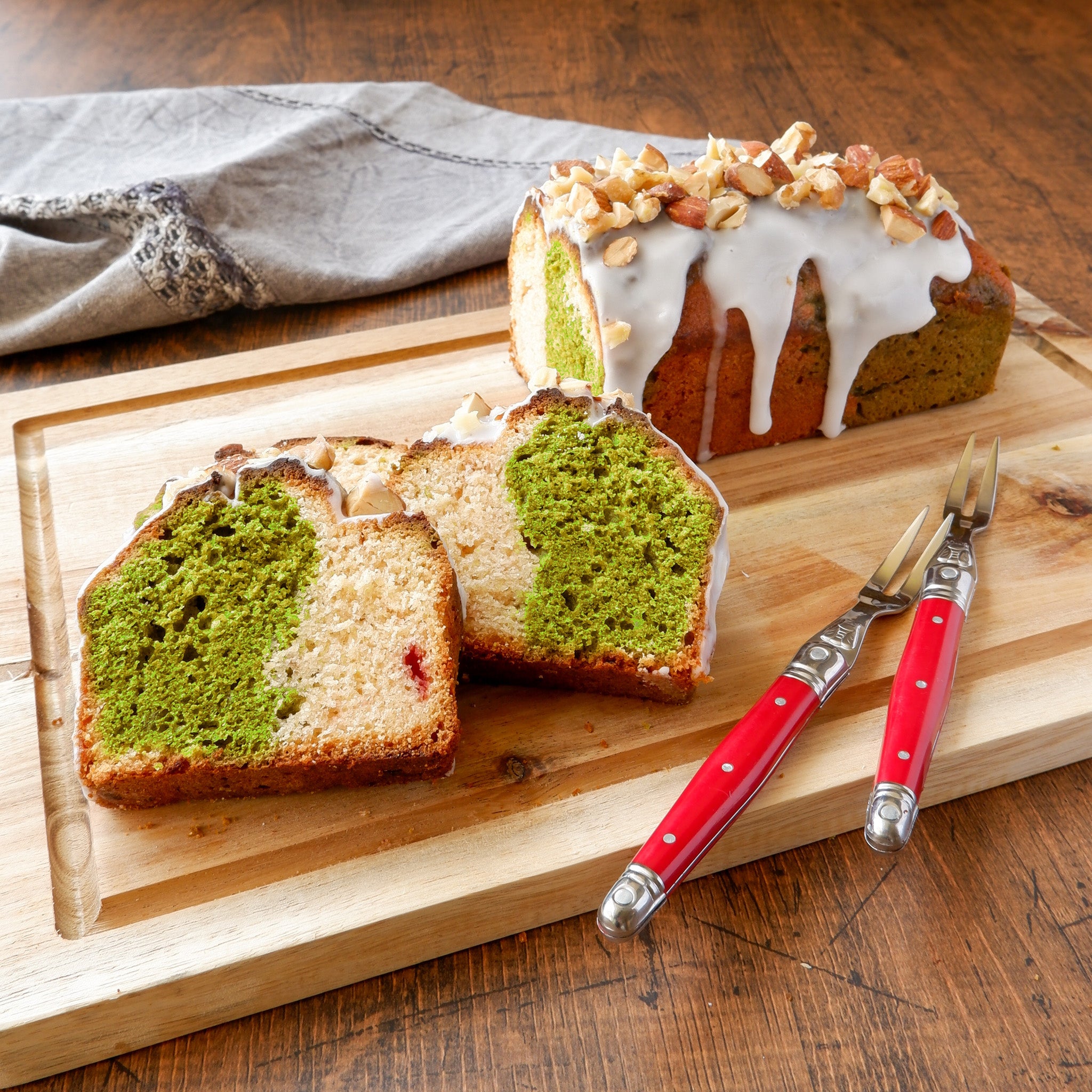 Matcha and Berry Marble Pound Cake